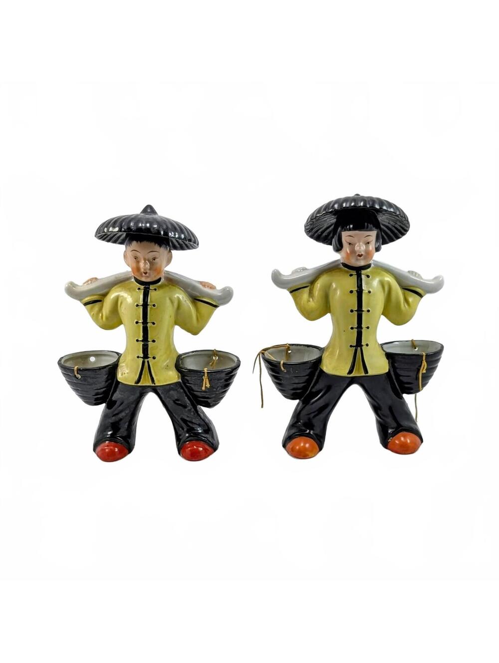 Occupied Japan Porcelain Water Carrier Men Figurines
